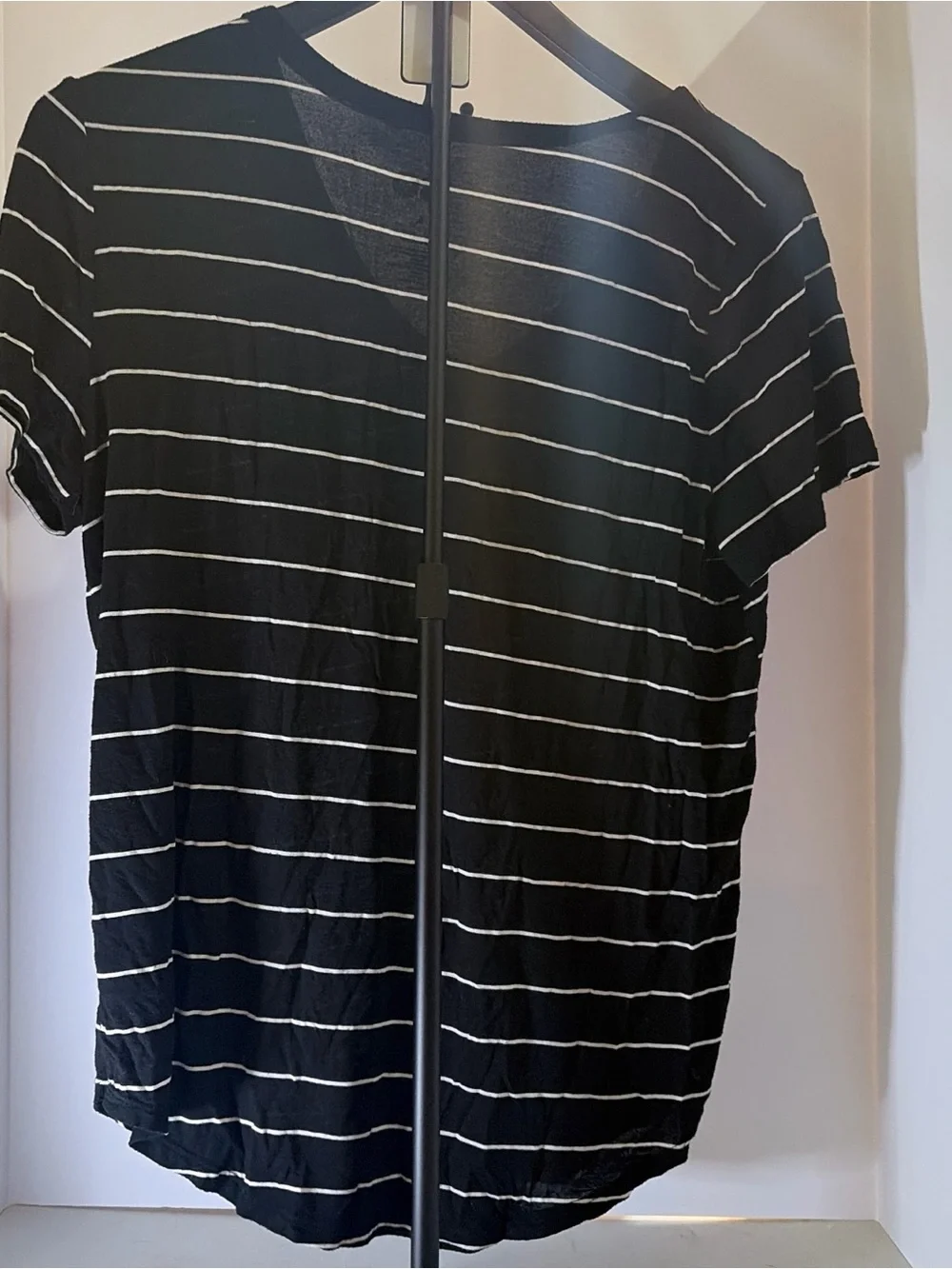SO Black Striped V-Neck Tee with White Accents - Picture 3 of 3